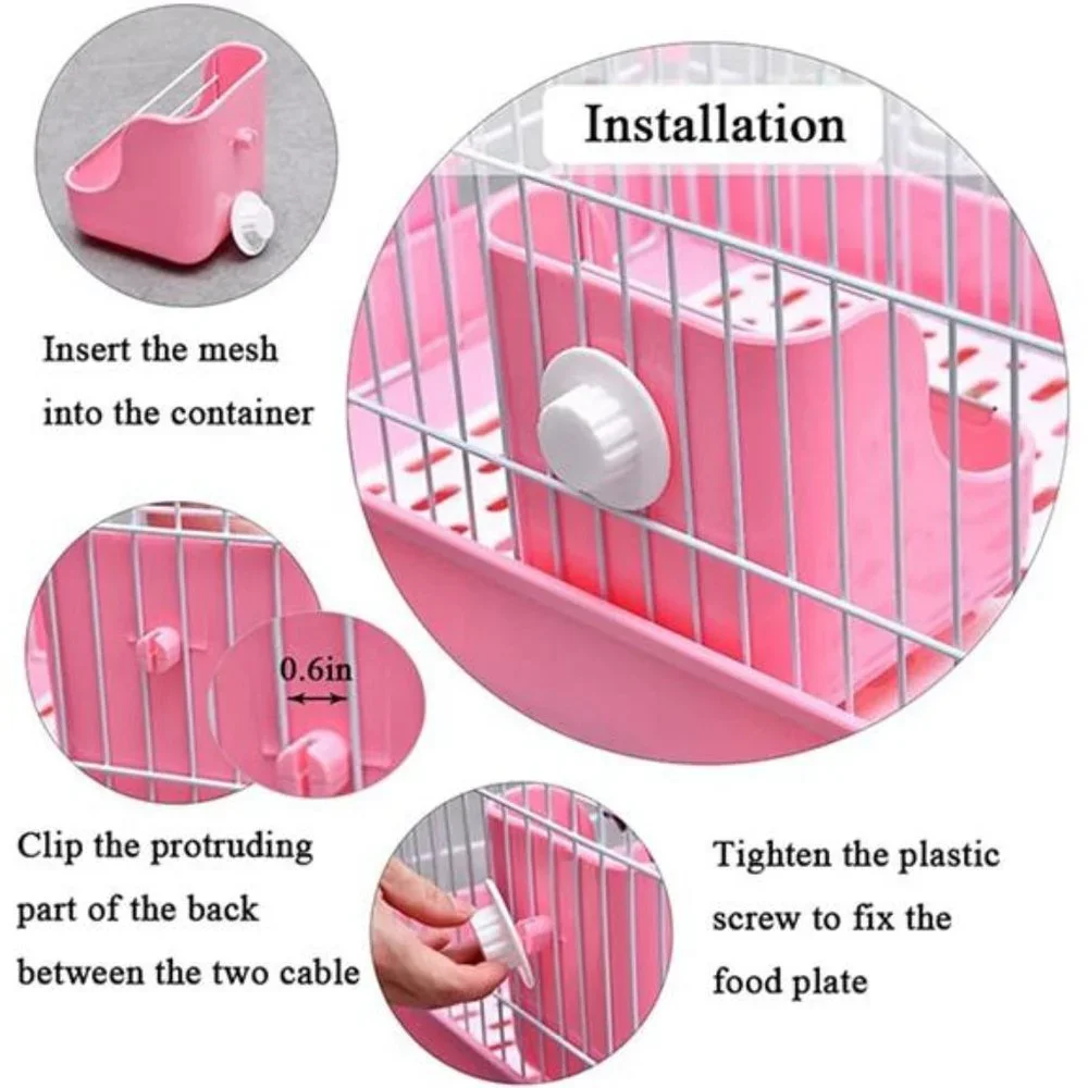 2 in 1 Hanging Automatic Rabbit Feeder Dispenser for Small Animals (Blue)